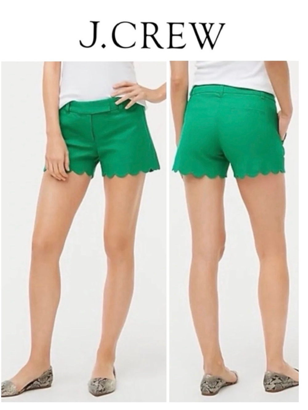 NWT J Crew Scalloped Hem Shorts Green 12